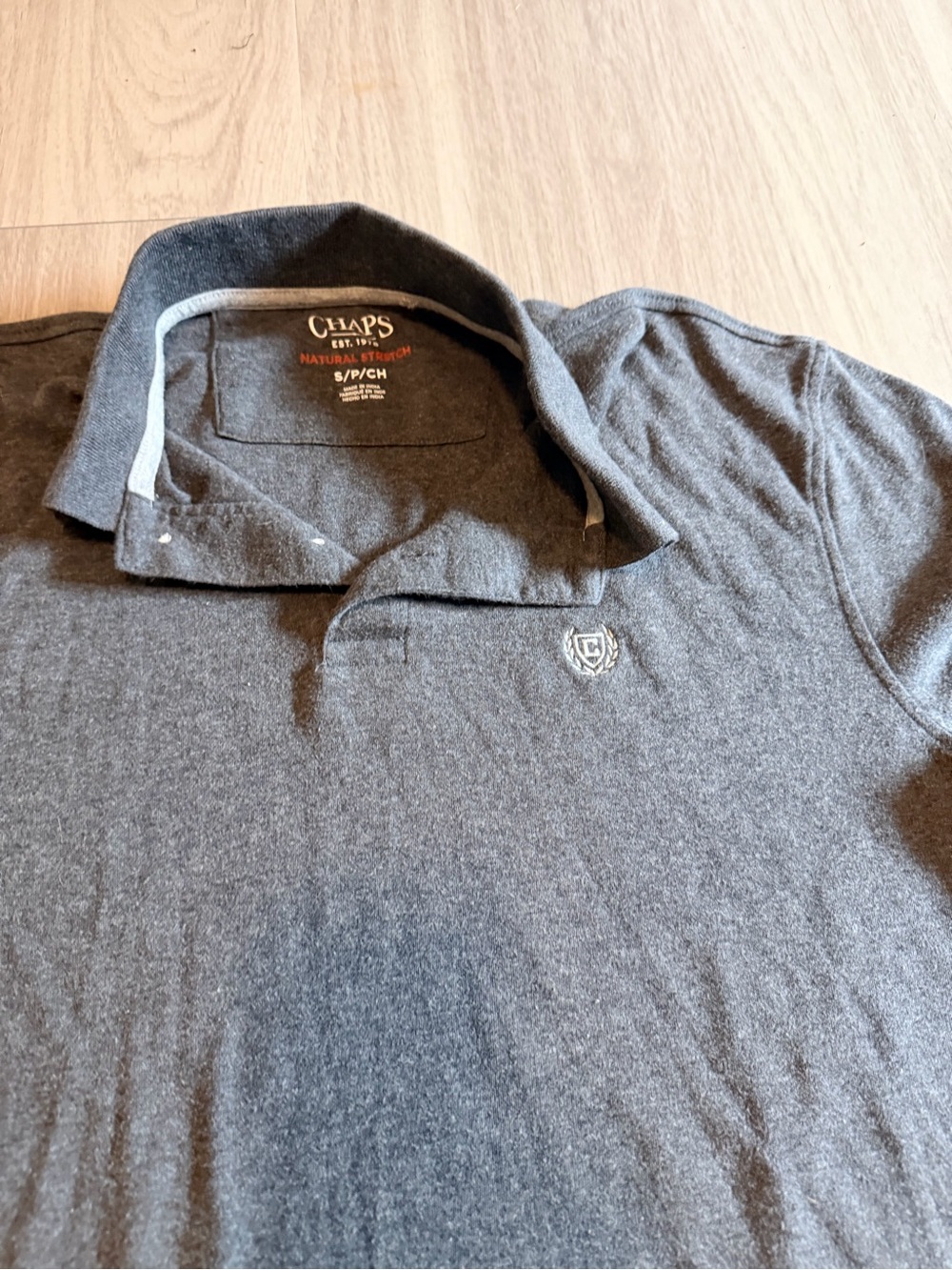 Chaps Men's Charcoal Gray Polo with Embroidered Crest